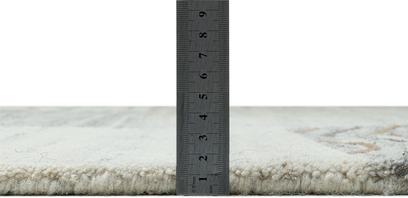 THEKO Wollteppich Nakarta 2, handgeknüpft, rechteckig, Höhe: 12 mm, reine Wolle, Naturtöne, Patchworkdesign, meliert, Wohnzimmer Bild 4