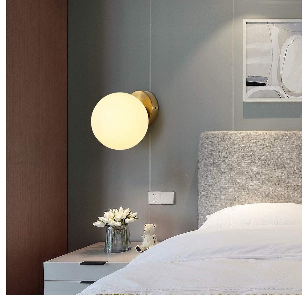 Riserva Deckenleuchten Glaskugel Wandleuchte Innen E27 Gold, Wandlampe für Flur