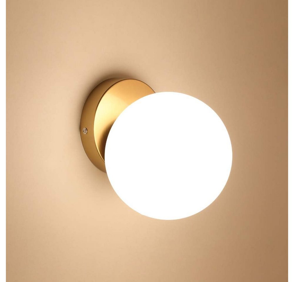 Riserva Deckenleuchten Glaskugel Wandleuchte Innen E27 Gold, Wandlampe für Flur Bild 3
