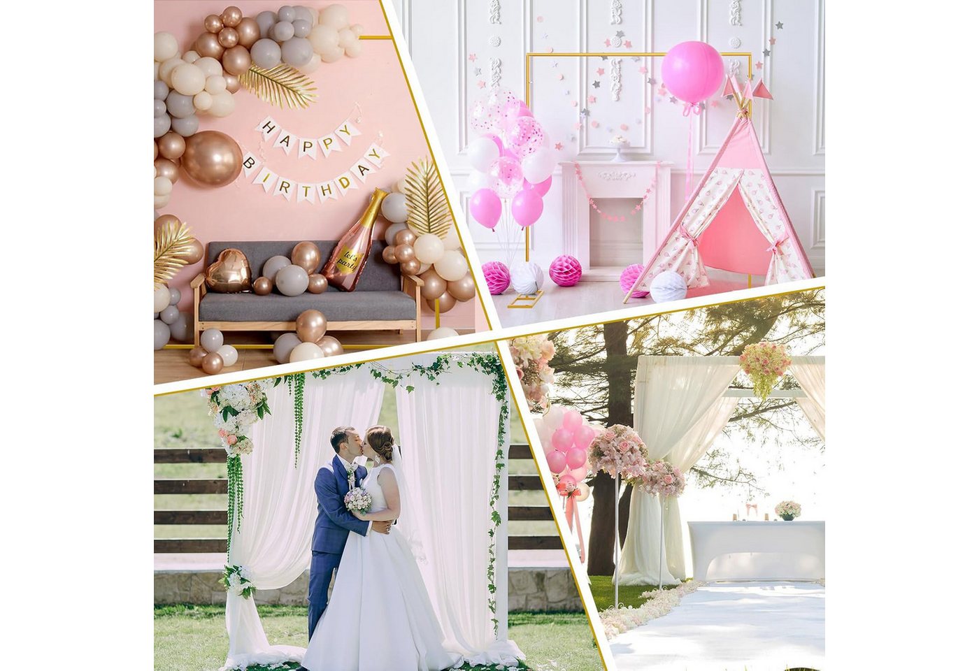 FANNOU Wabendekoration Hochzeitsbogen Hintergrund Ständer, Eckig Ballonbogen Gold, Metall Traubogen Hochzeit, Ballonbogen, Hochzeit, Geburtstags, Partys