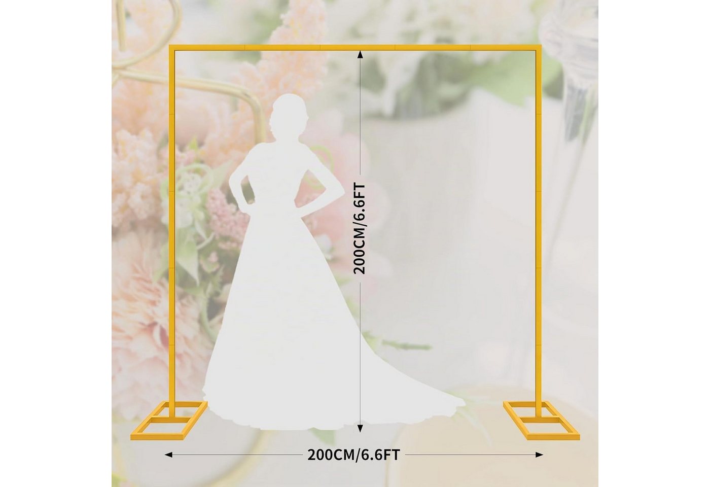 FANNOU Wabendekoration Hochzeitsbogen Hintergrund Ständer, Eckig Ballonbogen Gold, Metall Traubogen Hochzeit, Ballonbogen, Hochzeit, Geburtstags, Partys Bild 2