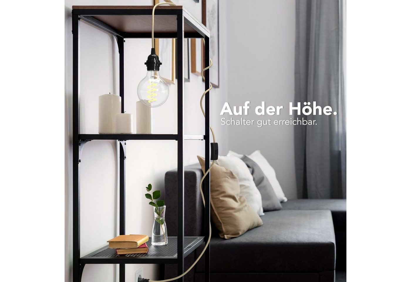 EAZY CASE Lampenfassung 3x E27 Lampensockel 5m Kabel & Schalter DIY Lampen, (1-St), Dekoration Lampenfassung E27 für Lampenschirm Industial Used Look Gold