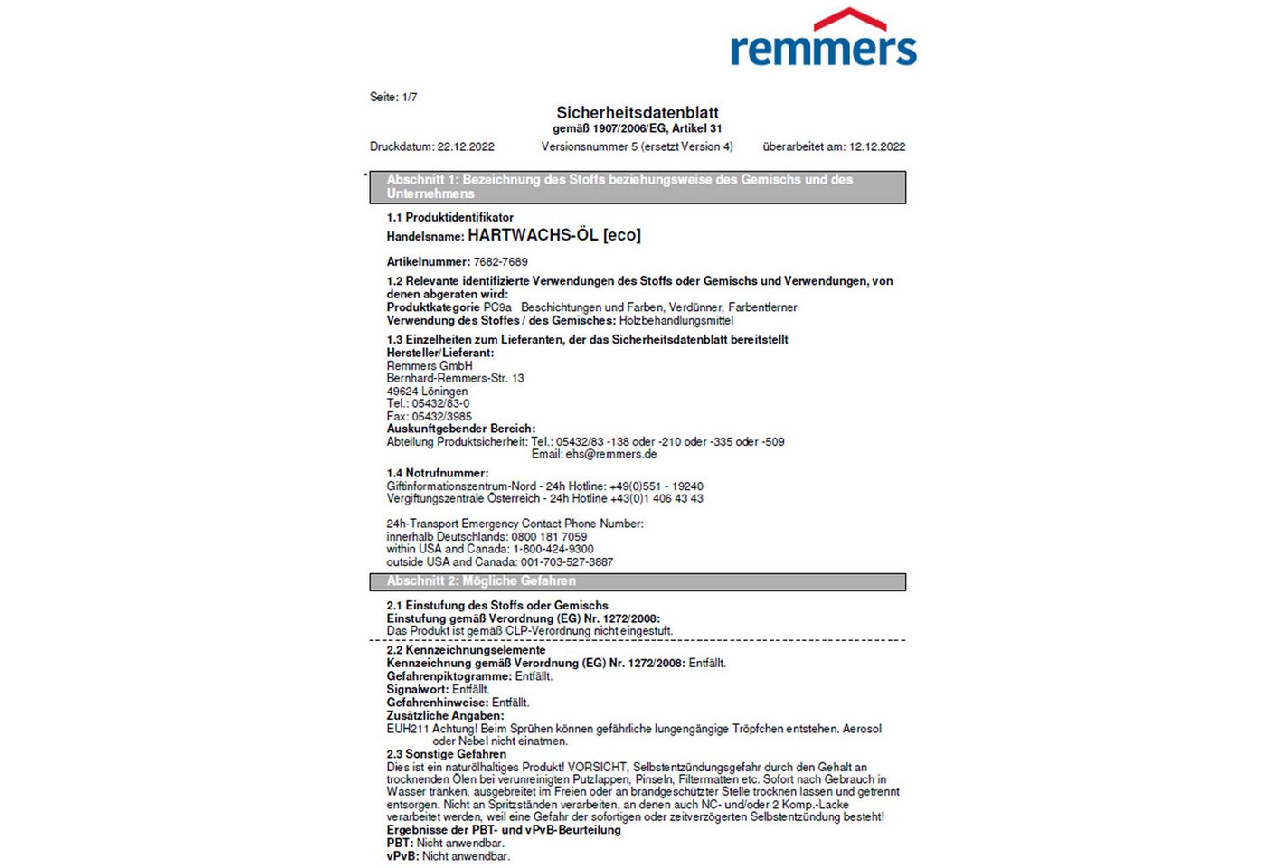 Remmers Holzöl REMMERS ECO HARTWACHS-ÖL - 0.375 LTR Bild 2