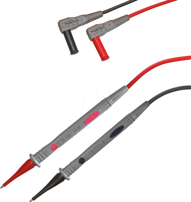 PEAKTECH TKS-2 - Messleitung, 2 mm Prüfspitze, rot / schwarz