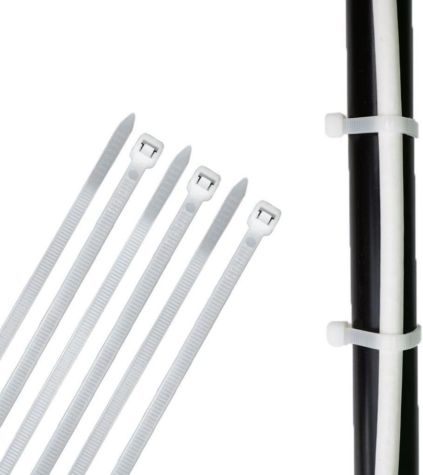 HORZEFIX Kabelbinder set weiß lang uv beständig Universalbinder 2,5, 3,6, 4,8, 7,6 breit (Packung, 500-St., VPE= 5 x 100 Kabelbinder im Polybeutel) Temperaturbeständig/wetterfest Bild 5