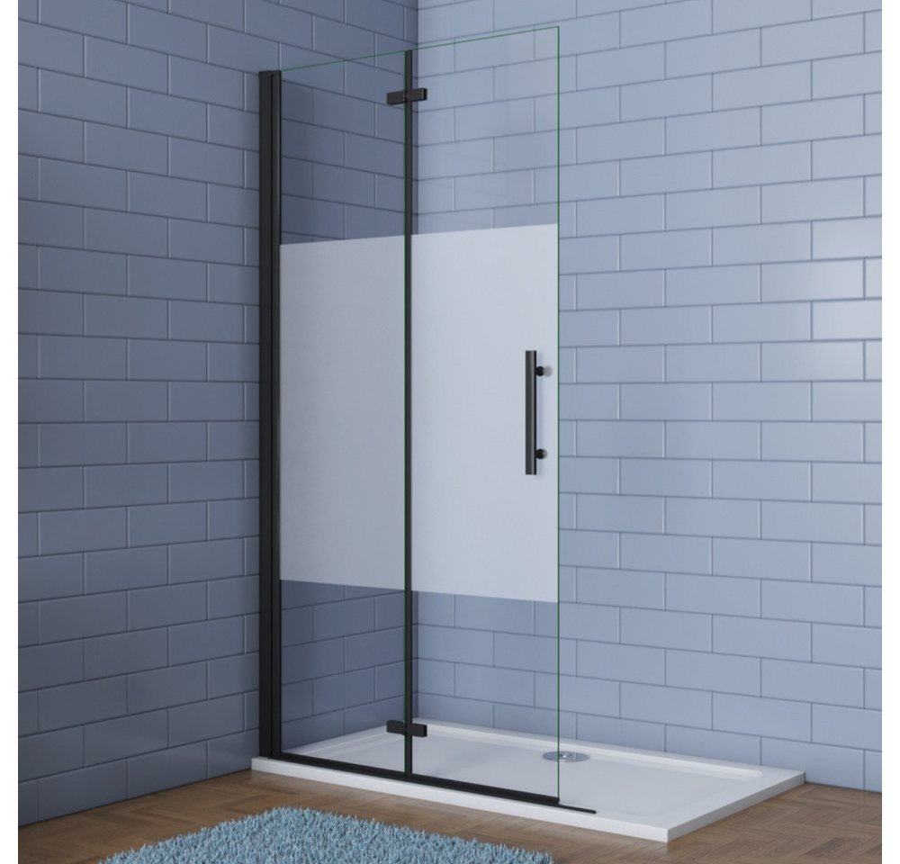 Duschparadies Dusch-Falttür 195cm Schwarz Walk in Dusche Scharniertür Duschabtrennung Duschwand, 80x195 cm, Easyclean Sicherheitsglas, beidseitig montierbar Bild 2