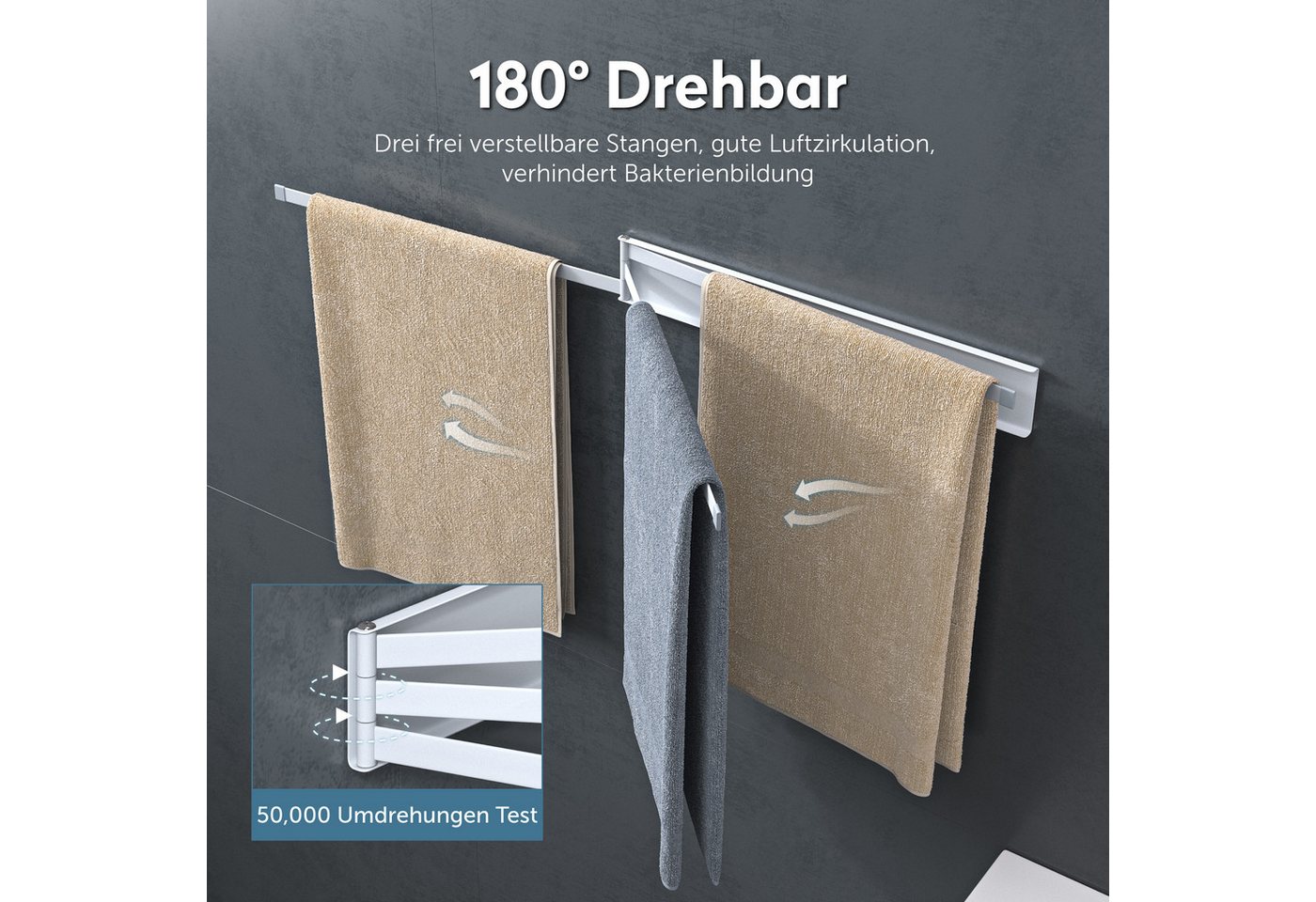 doporro Handtuchhalter Handtuchstangen ohne Bohren Magnetisch 180° schwenkbar Folda02 Bild 3