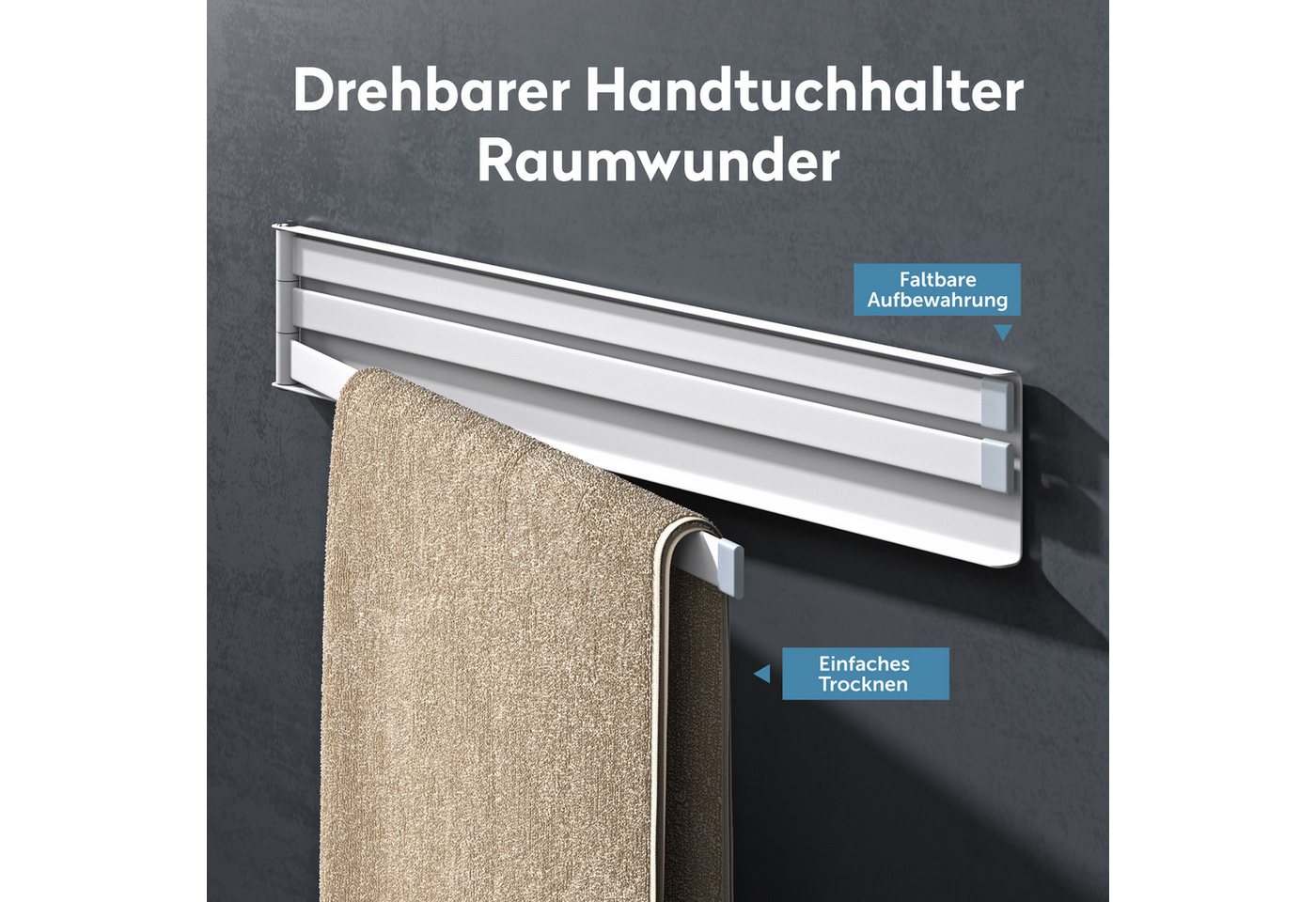 doporro Handtuchhalter Handtuchstangen ohne Bohren Magnetisch 180° schwenkbar Folda02 Bild 4