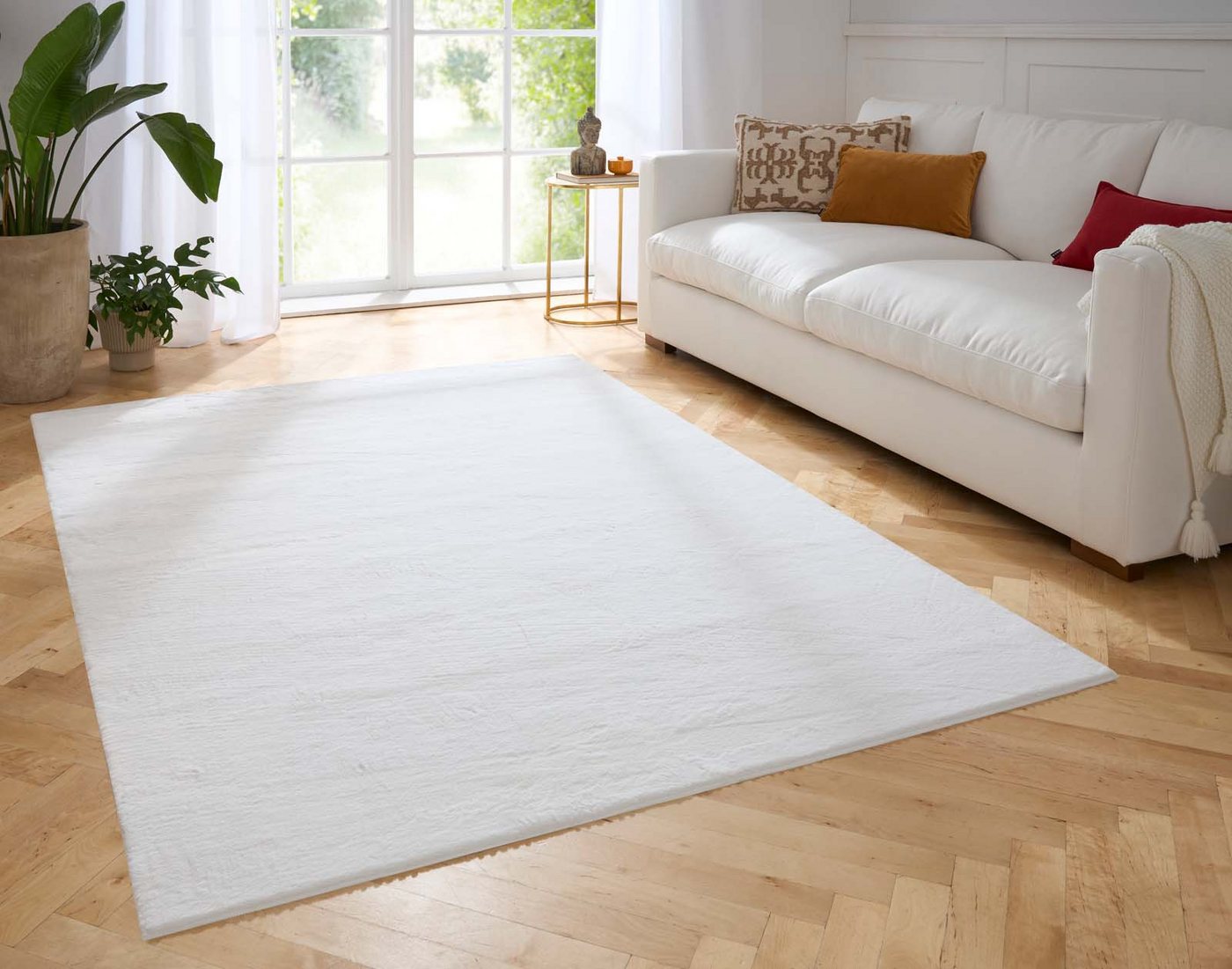 TaraCarpet Teppich Hasenfell Bora Soft, rechteckig, Höhe: 14 mm, Hasenfell weiß Wohnzimmer Schlafzimmer Esszimmer 160X230 Bild 3