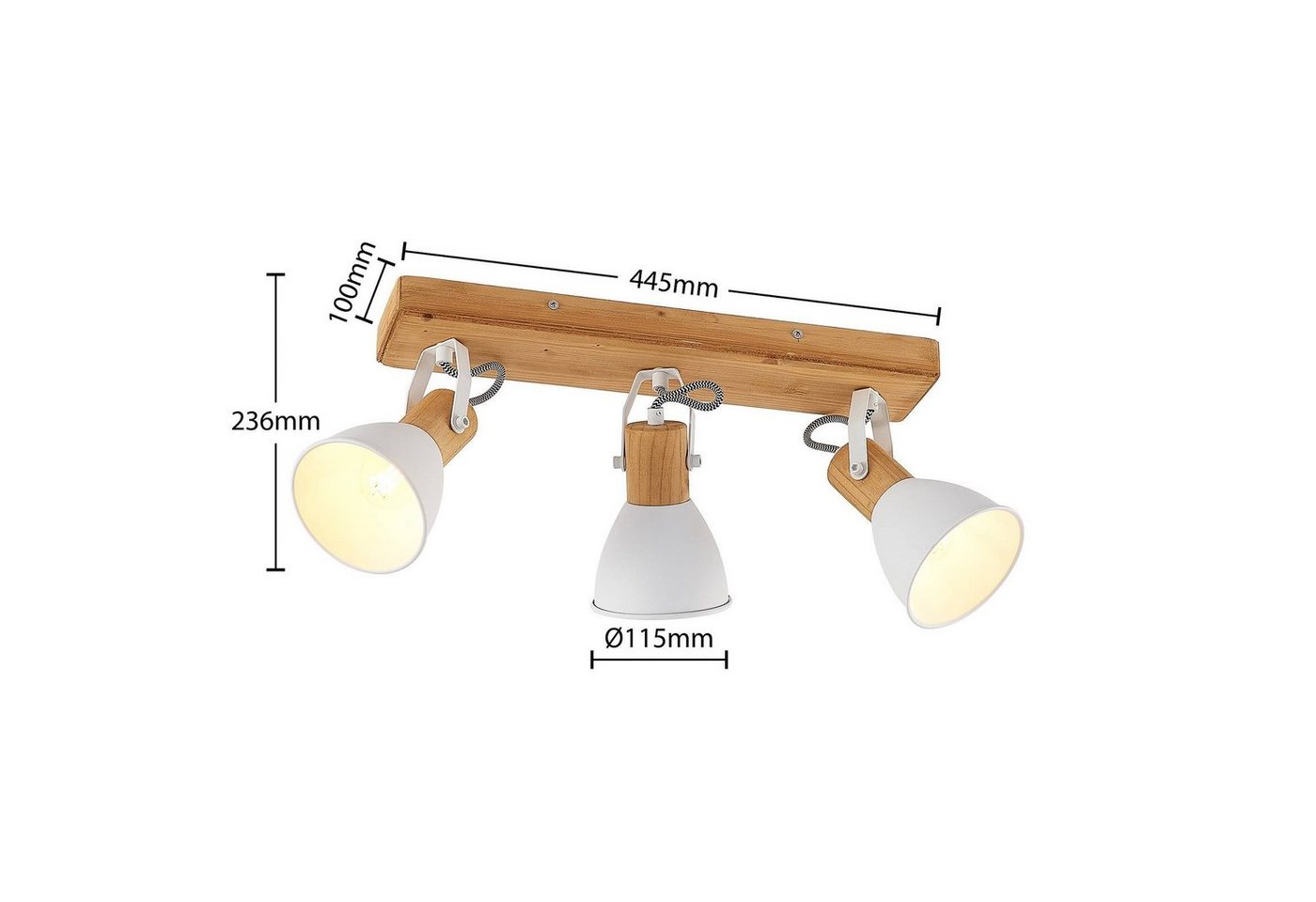 Lindby Deckenstrahler Merela, Holz IP20, 3 x 20 W