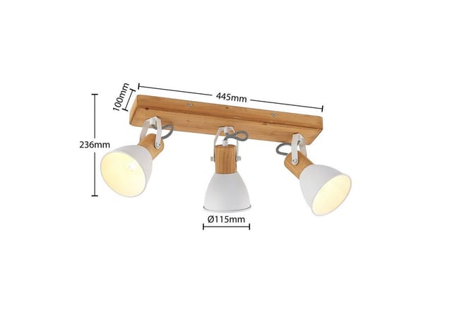 Lindby Deckenstrahler Merela, Holz IP20, 3 x 20 W