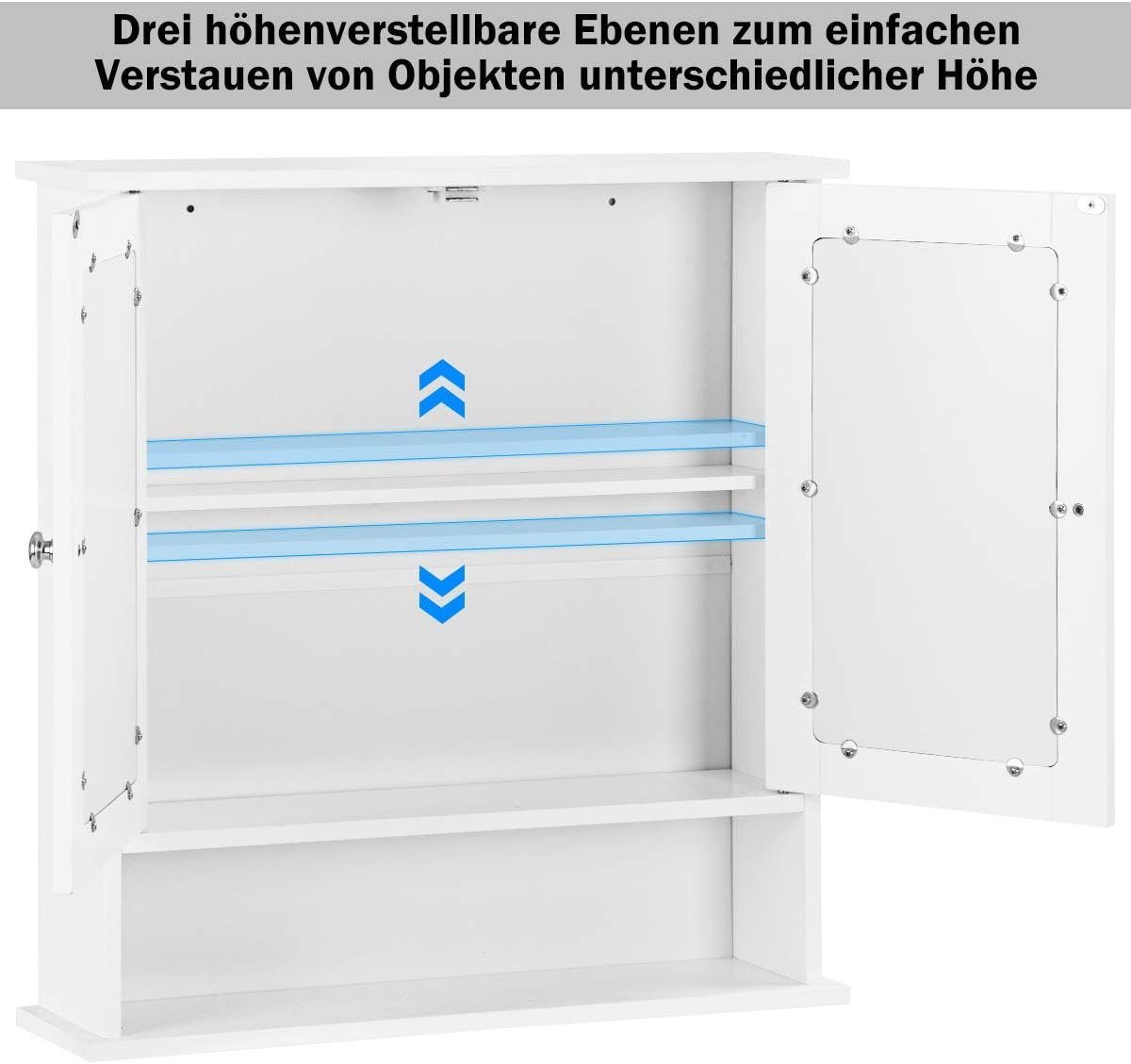 KOMFOTTEU Spiegelschrank Badezimmerspiegelschrank Wandschrank hängend,56 x 13 x 58 cm Bild 3
