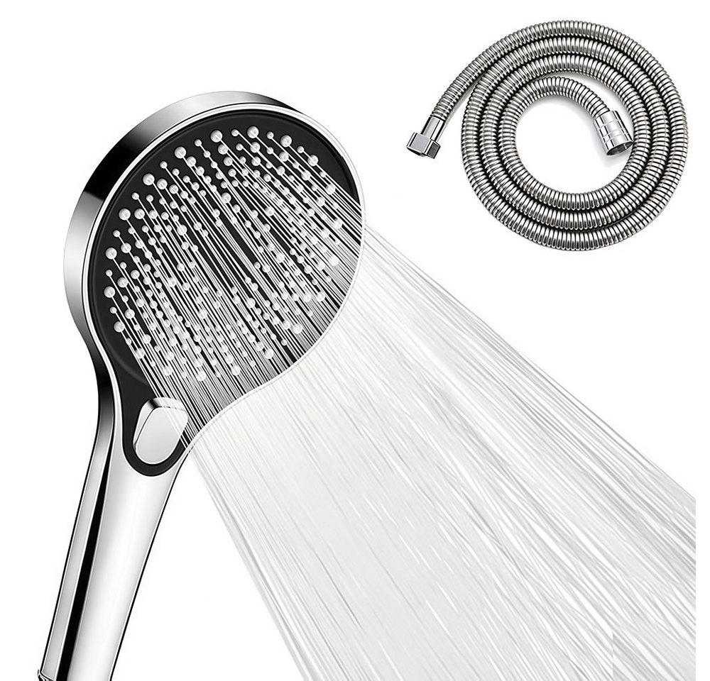 AFKSMILE Handbrause Hochdruck-Duschkopf mit 1.5 m langem Schlauch, 3 Düsentypen, Wassersparende Handbrause, 13 cm Duschbrause mit Antikalk-Funktion Bild 4
