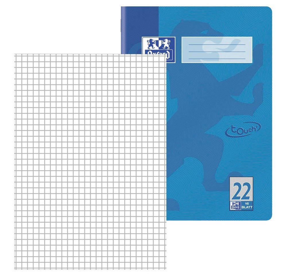 OXFORD Schulheft 1 Schulheft Lin. 22 (kariert) 16 Blatt ohne Rand A4 blau