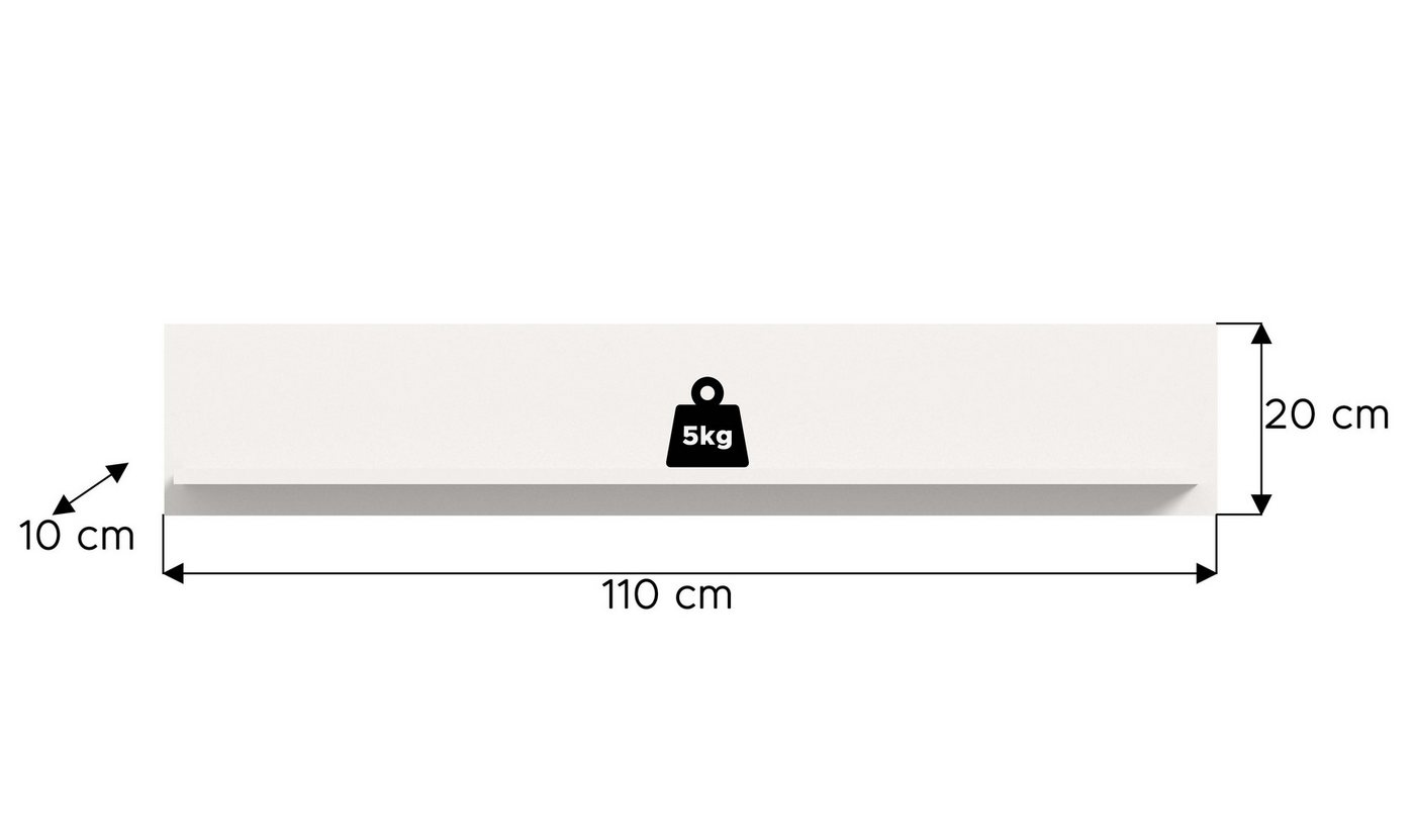 furnling Wandboard Ivy, 1-tlg., 1 Ablageboden, Schweberegal mit 5kg Belastbarkeit, Breite 110 cm Bild 3