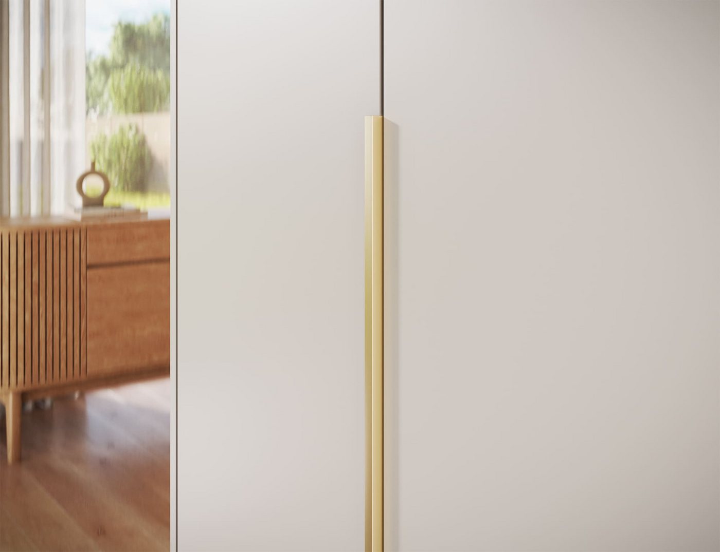 MOEBLO Drehtürenschrank Nordheim II (Kleiderschrank, 2-türig, mit Kleiderstange und 6 Einlegeböden, optional mit Aufsatzschrank, 100 cm breit, Kaschmir, Weiß oder Artisan-Eiche) (BxHxT):100 x 204/250 x 58 cm Bild 5