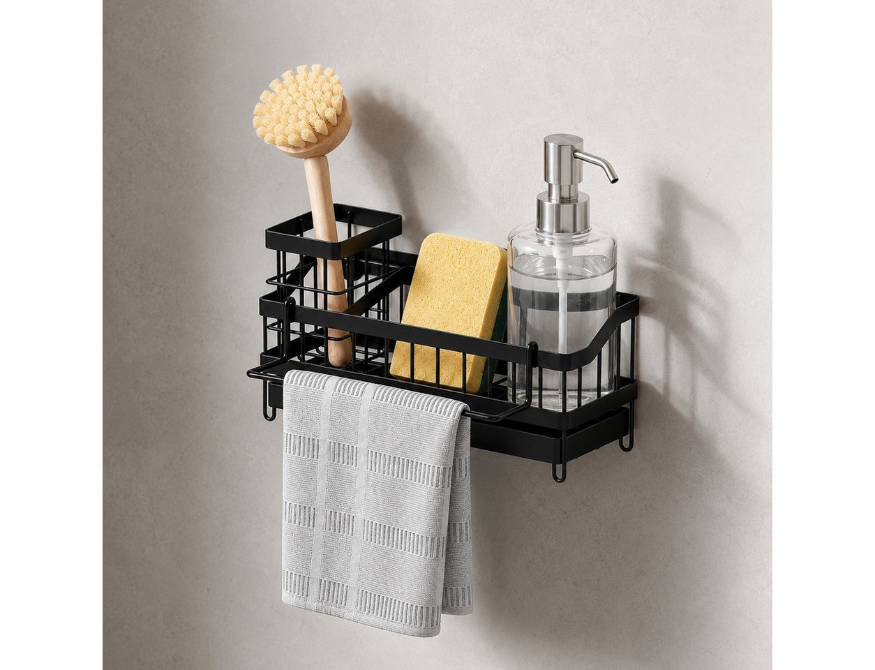 GLIESE POWER Küchenorganizer-Set Spülen-Organizer mit Entwässerung, rostfrei & platzsparend für Küche, für Spüle, Arbeitsplatte, Badezimmer, Waschraum, Küche, 24,5x9x13 cm