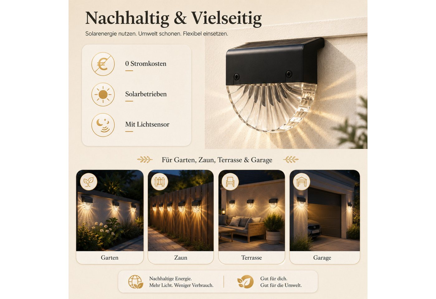 Luckice LED Außen-Stehlampe Solarleuchten Außen Garten 2er Set, Solar Zaunleuchten mit, Warmweiß & 7 Farben RGB, IP65 Solar Gartenleuchten mit 2 Lichtmodi, Solar Dekoleuchten für Zaun, Terrasse, Balkon, Treppe und Garten