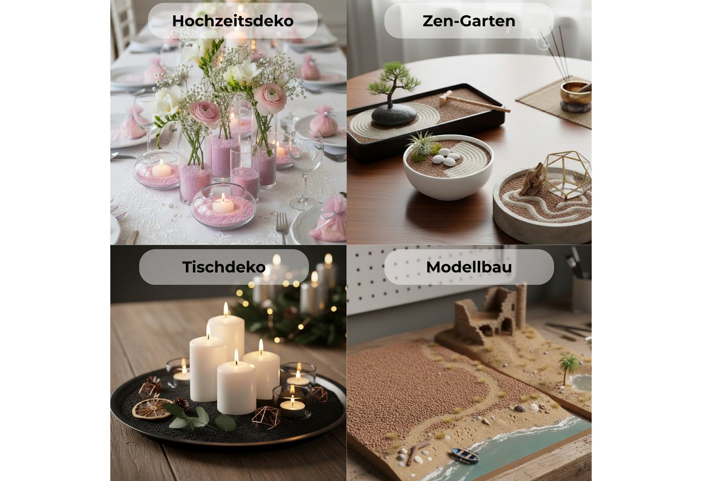 matches21 HOME & HOBBY Dekosand Deko-Sand rosa 5 kg für Vasen, Gläser & Streudeko (1-St), Bunter Farbsand als feiner Deko- & Bastelsand
