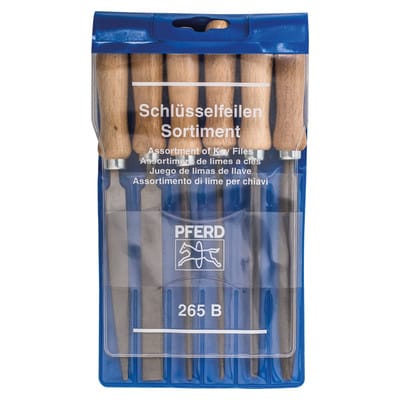 PFERD 11706100 - Schlüsselfeilen-Set mit Holzheft 6-tlg, 100mm, Hieb 2, 265 B