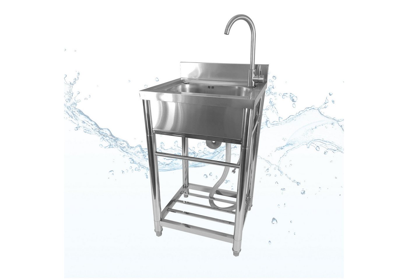 Lemodo Küchenspüle Spültisch freistehend, Wasserhahn mit Kalt Warm Anschluss, 55/50 cm, Flexible Wassertemperatureinstellung Bild 2
