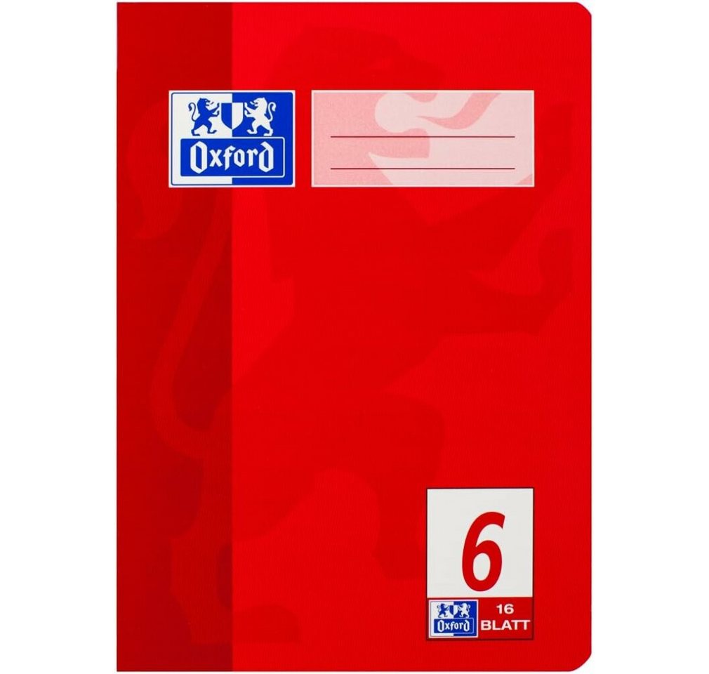 OXFORD Schulheft Schulheft Lineatur 6 blanko DIN A5 ohne Rand, 16 Blatt