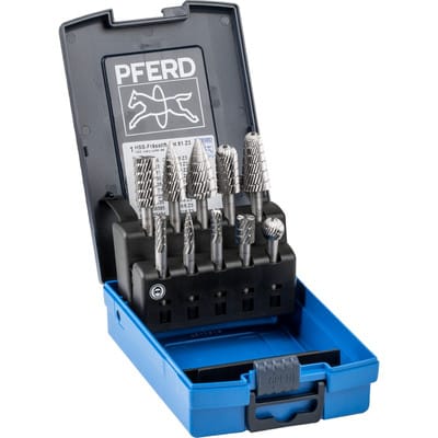 PFERD 22900813 - Frässtift Set, 10-tlg, Zahnung 3, Ø 16/12/10/6mm,. Schaft-Ø 6mm