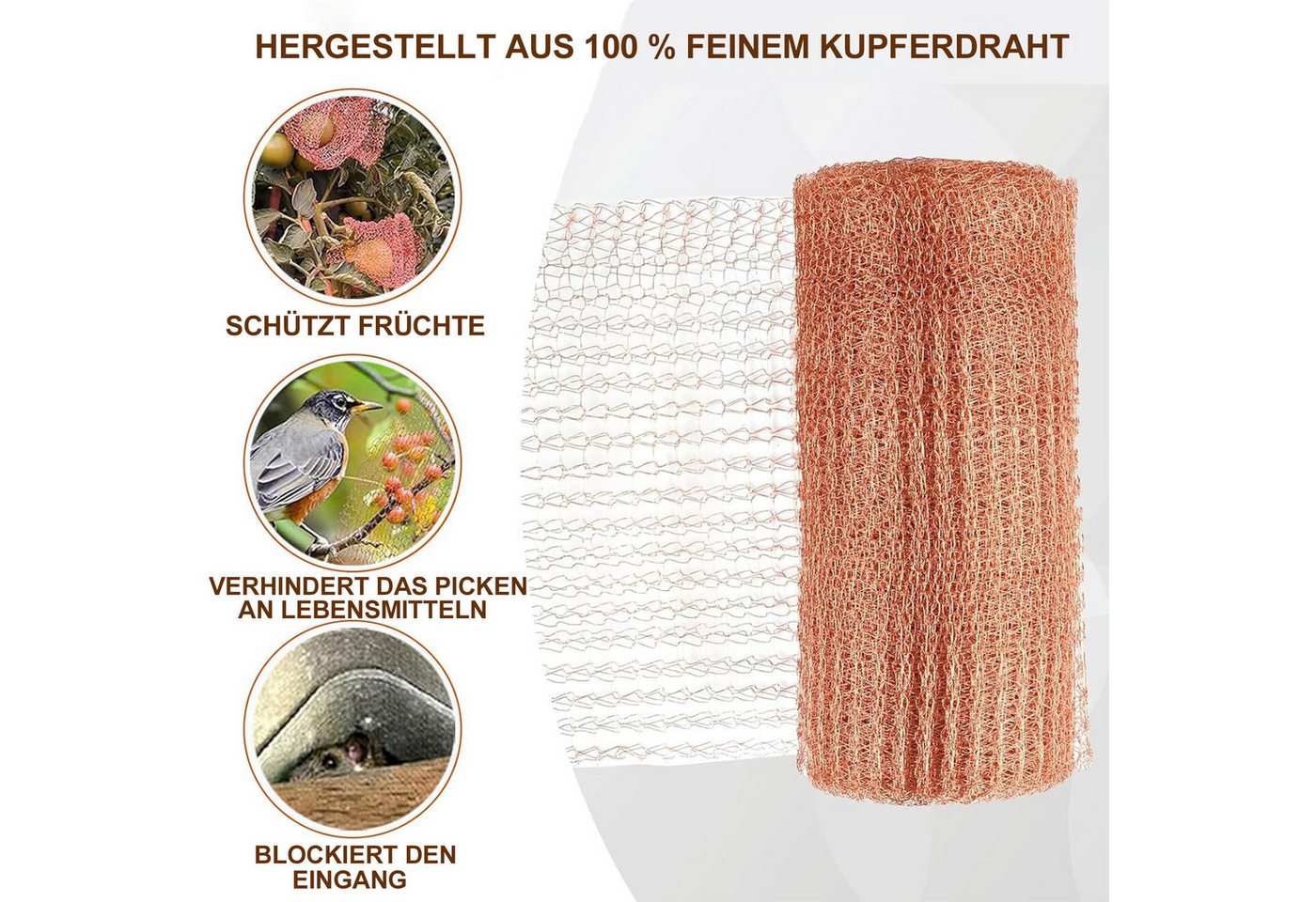 Mutig Schneckenzaun Kupferband gegen Schnecken,127mm x 6m,Pflanzenschutz für Haus & Garten, 1 Stück, 2-St., Verpackungsmaterial, Kupferornament, Kunstbedarf & Reinigungswerkzeug, hitzebeständig, biegsam & elastisch, Sicher & umweltfreundlich Bild 4