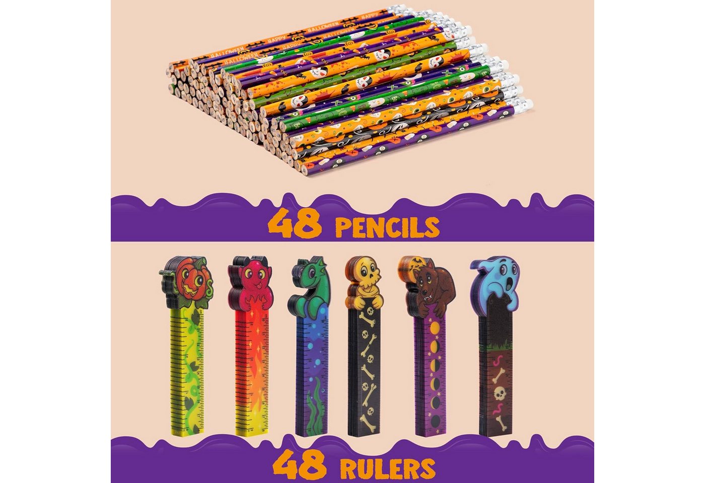 JOYIN Bleistift JOYIN 96-tlg. Halloween Set: 48 Bleistifte + 48 Lesezeichen Bild 5