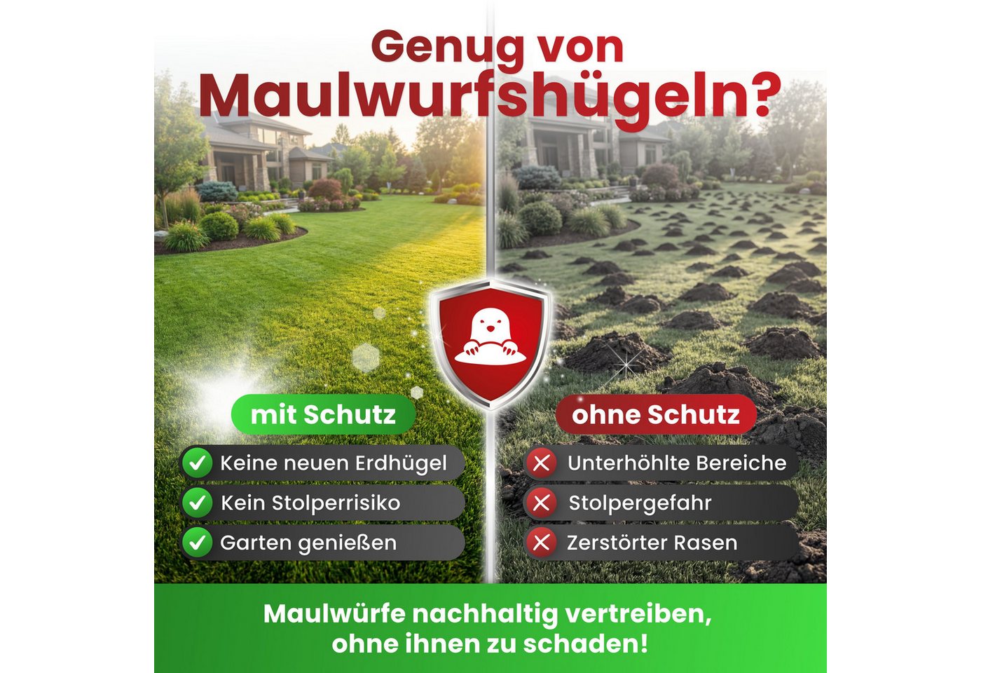 Repellion Tierabwehr-Attrappe Maulwurf Vertreiber – Maulwurf Kugeln zur Abwehr, Effektiver Maulwurfschreck & Wühlmausschreck – ohne Gift