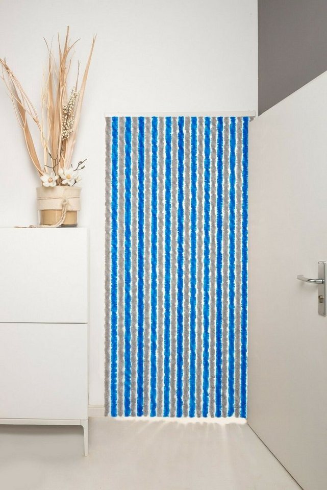 Defactoshop Insektenschutz-Vorhang Türvorhang Faden Flauschvorhang 100x200cm Fliegenschutz Grau/Blau, BxH 100x200 Bild 3