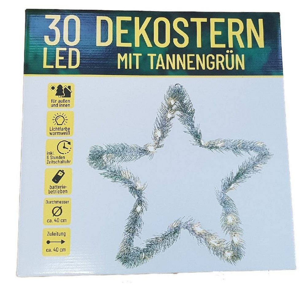Nipach LED Fensterbild XA11927 LED Dekostern 1 Stück mit Tannengrün warmweiß 40cm