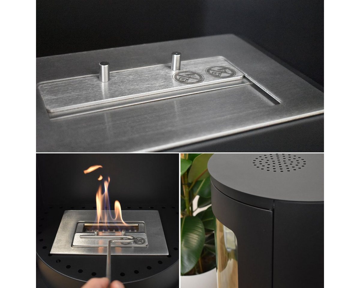 GLOW FIRE Echtfeuer-Dekokamin Ethanolkamin Stavanger Bioethanol Kamin, Sicherheitsbrenner,2 KW Heizleistung,4h Brenndauer