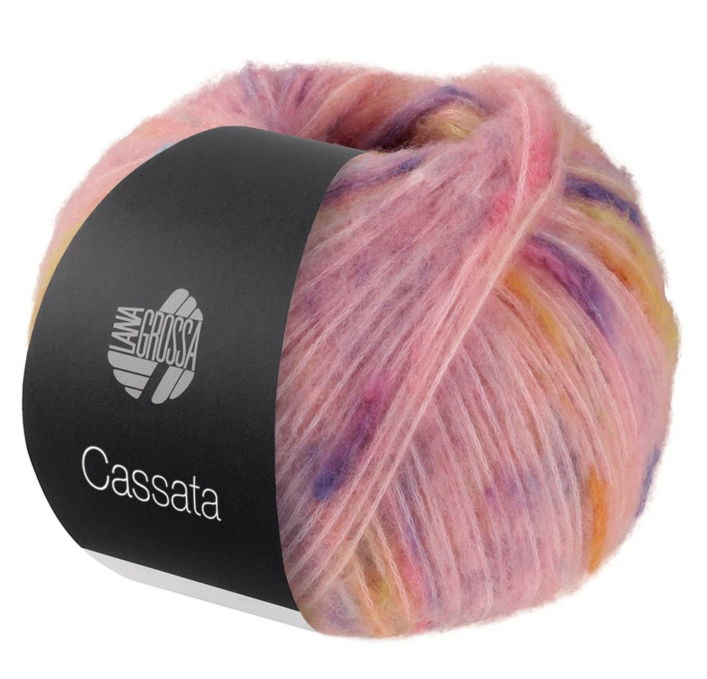 LANA GROSSA Cassata 0002 rose hellrot gelb flieder mandarin Häkelwolle, 175 m
