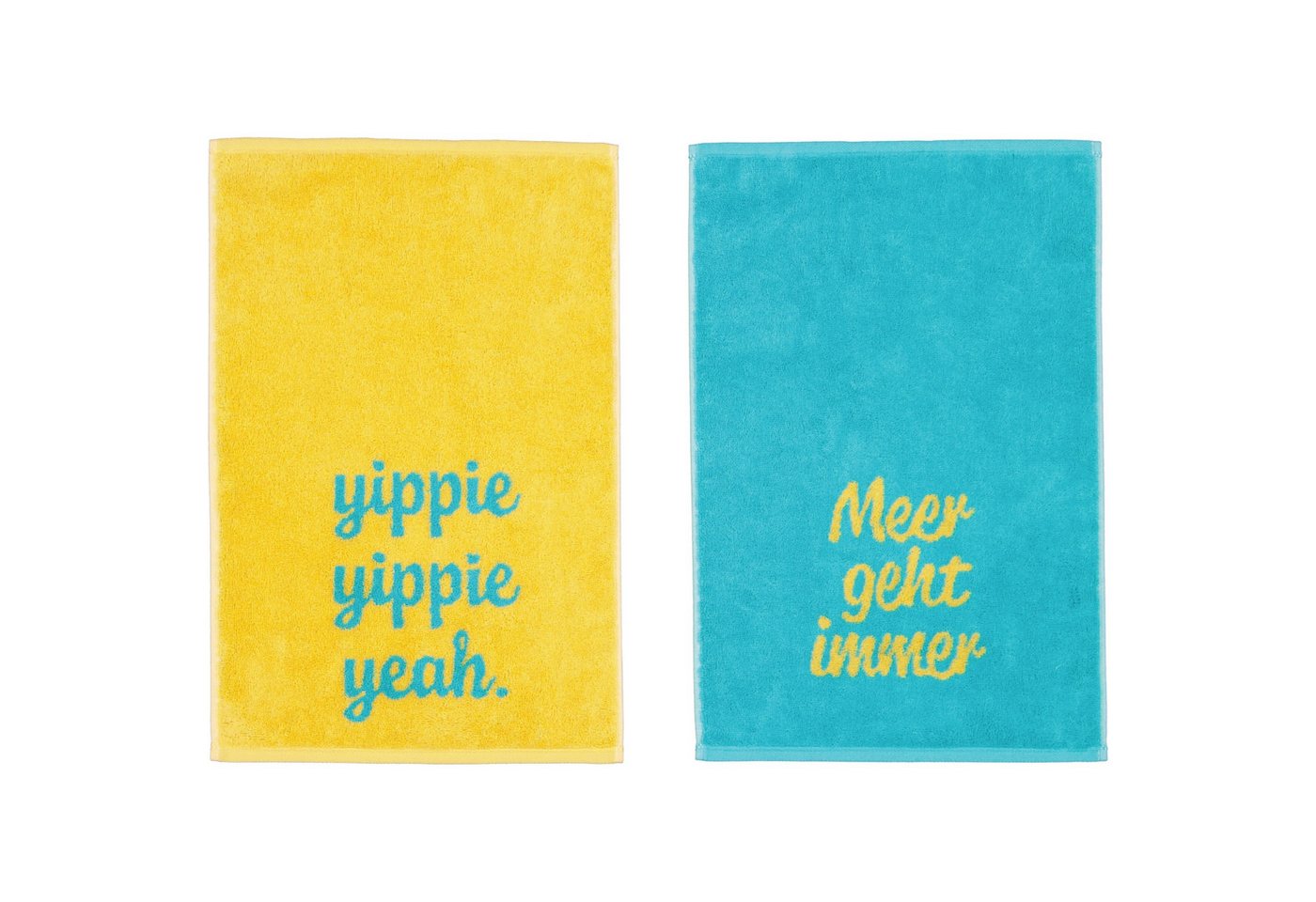 Cawö Badetücher Gästehandtuch Postcard Towel Meer geht immer Türkis (30x50cm)