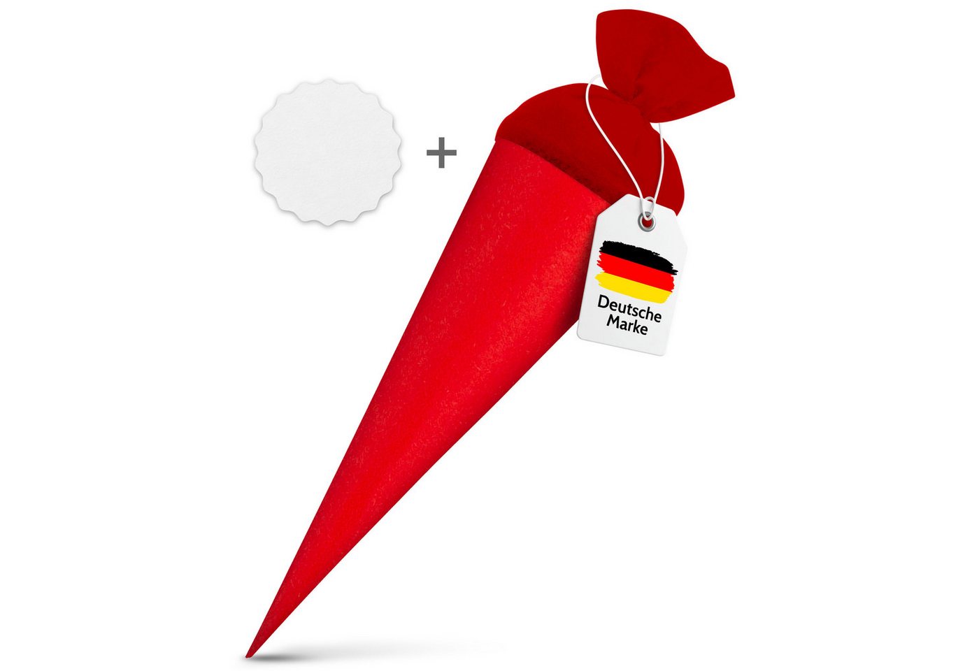 itenga Schultüte itenga Set Rot Schultüte Rohling 70 cm rund + Namensschild Stern (Moti