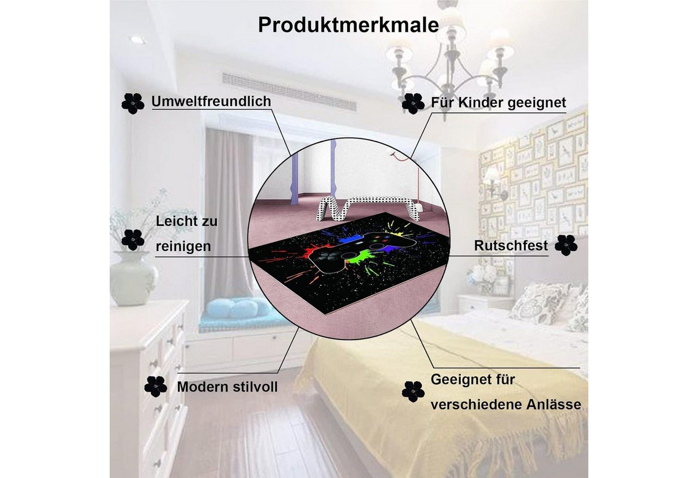 LuxusKollektion Kinderteppich Fußmatte Gamer 100x150cm Controller für Spielkonsolen 3 Bild 3