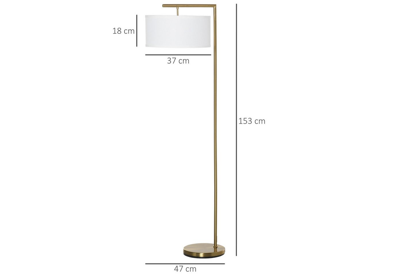 Blossom Stehlampe Standleuchte Stehleuchte E27 Sockel Stahl Leinen, Leselampe für Wohnzimmer, Schlafzimmer, Büro, Esszimmer, Gold Weiß