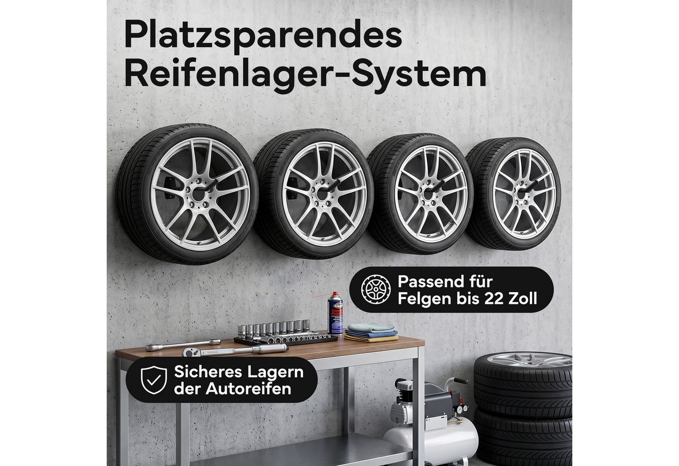 NEOLYMP Wandhalter Wandhalterung Schwerlast gummiert für Garage & Werkstatt Bild 3
