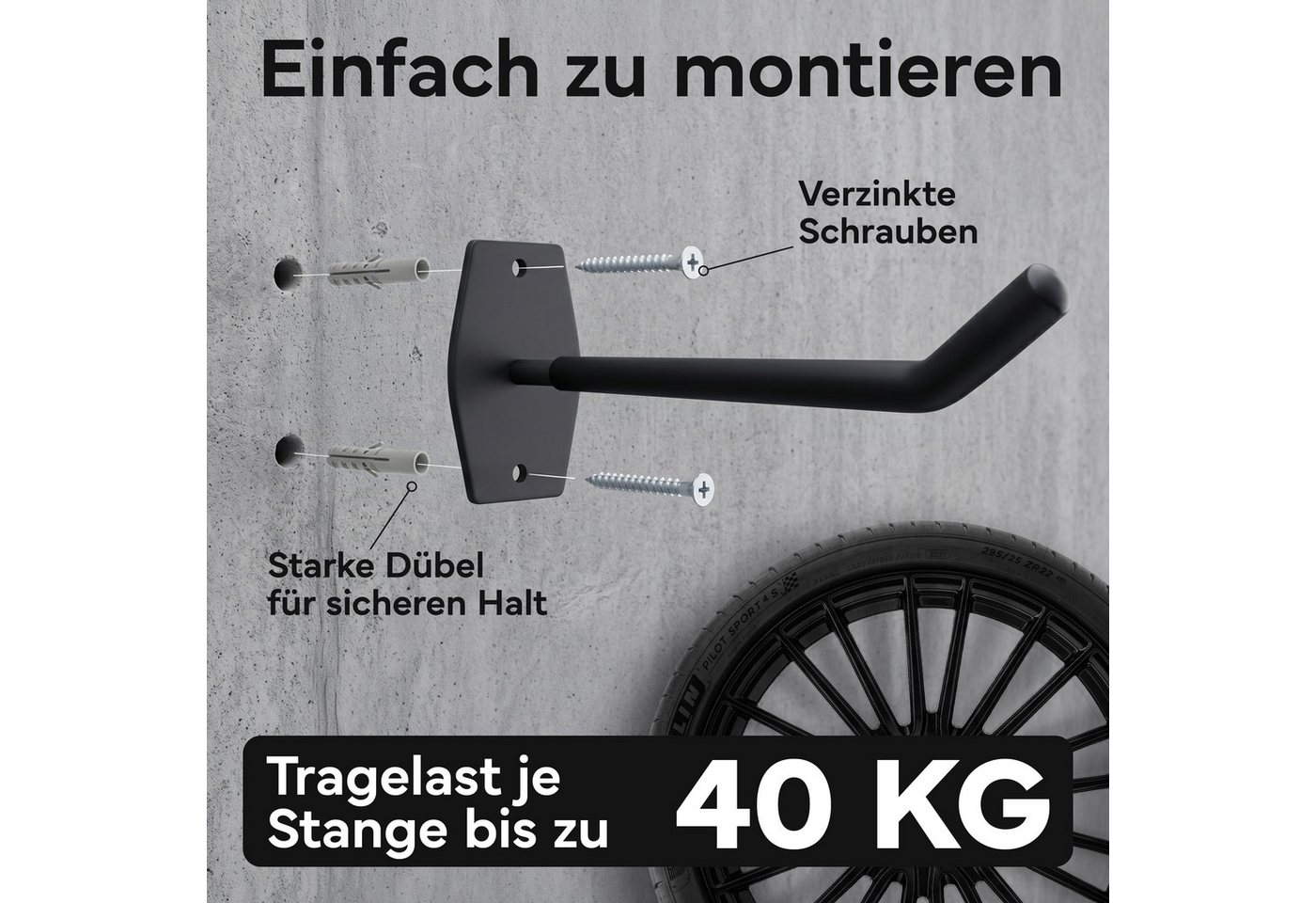 NEOLYMP Wandhalter Wandhalterung Schwerlast gummiert für Garage & Werkstatt Bild 5