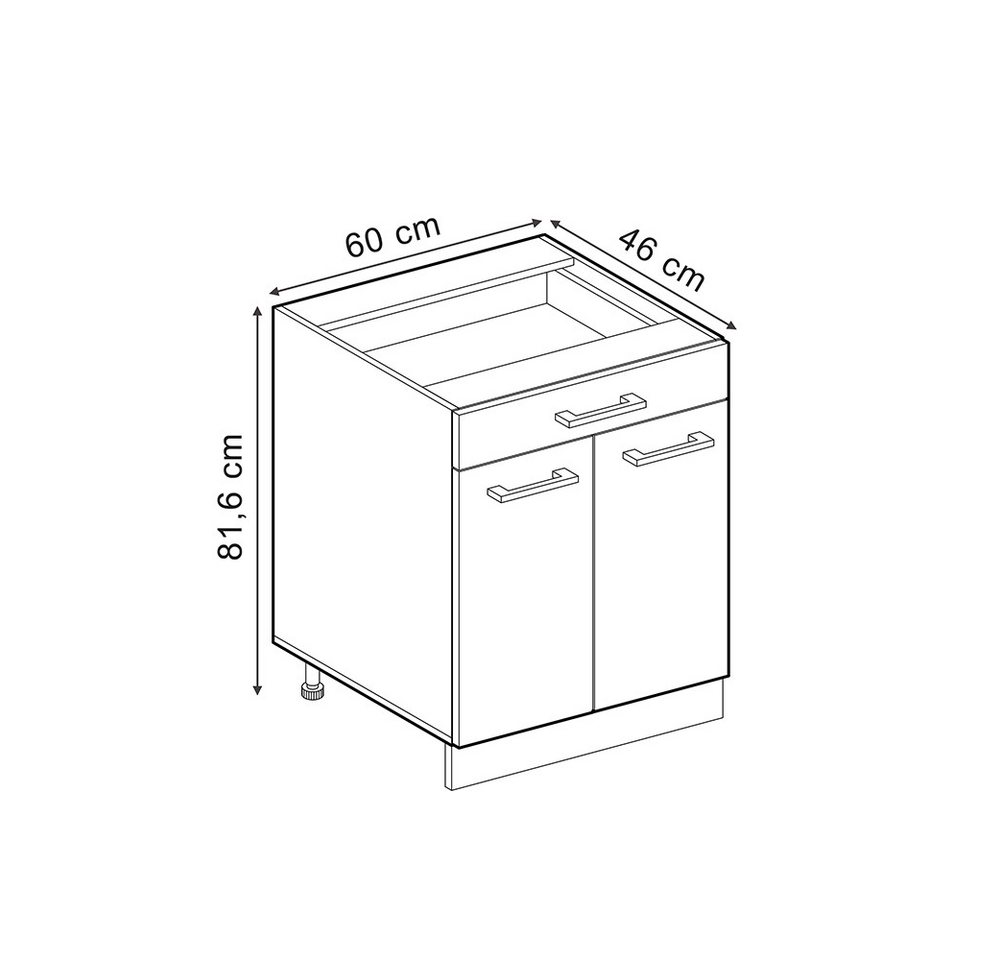 Vicco Unterschrank R-Line, Edelgrau/Anthrazit, 60 cm mit Schublade, ohne Arbeitsplatte (1-St) Bild 2