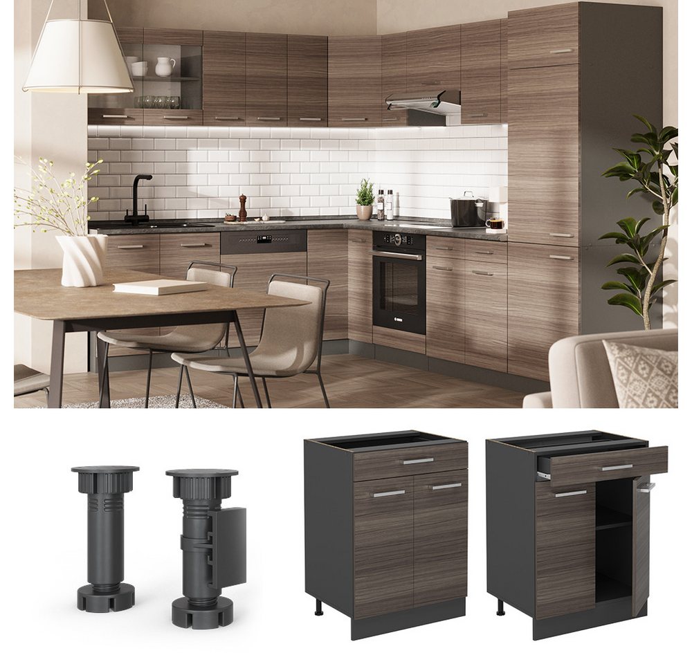 Vicco Unterschrank R-Line, Edelgrau/Anthrazit, 60 cm mit Schublade, ohne Arbeitsplatte (1-St) Bild 3