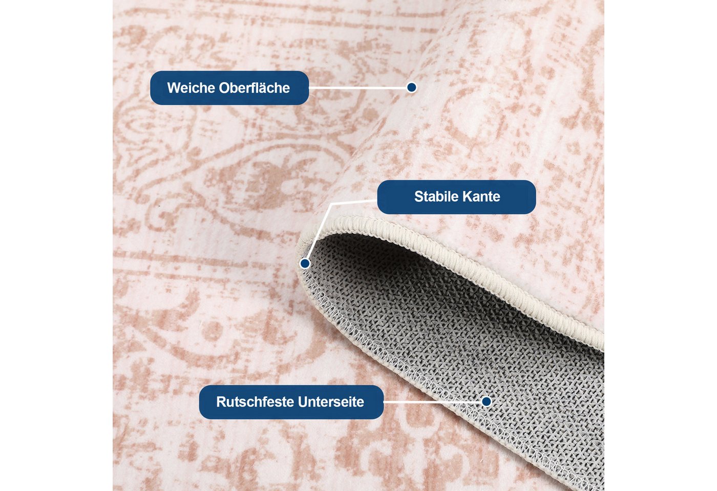 GarveeMore Teppich Teppich im Perser-Stil aus 100 % Polyester, pflegeleicht, für Wohnzimmer & Schlafzimmer