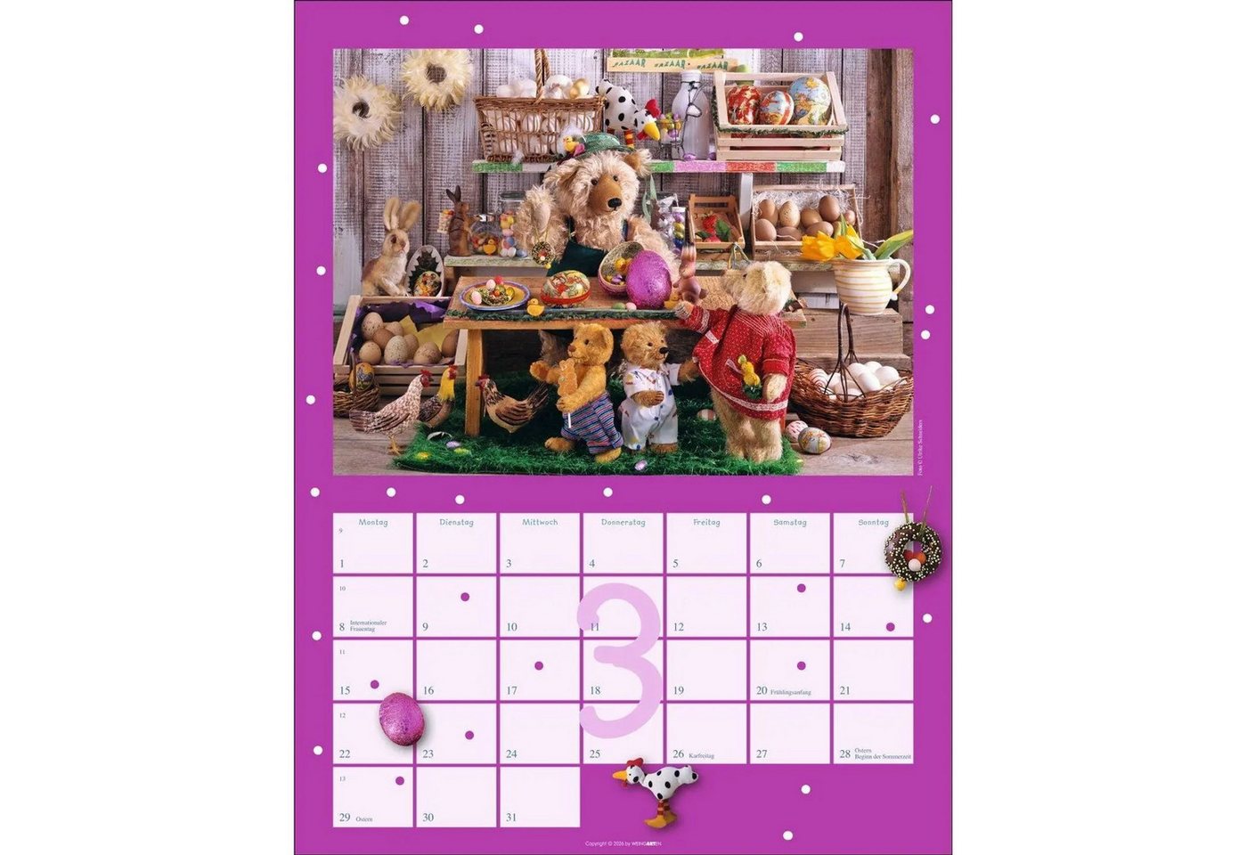 Wandkalender Teddybären Kalender 2027