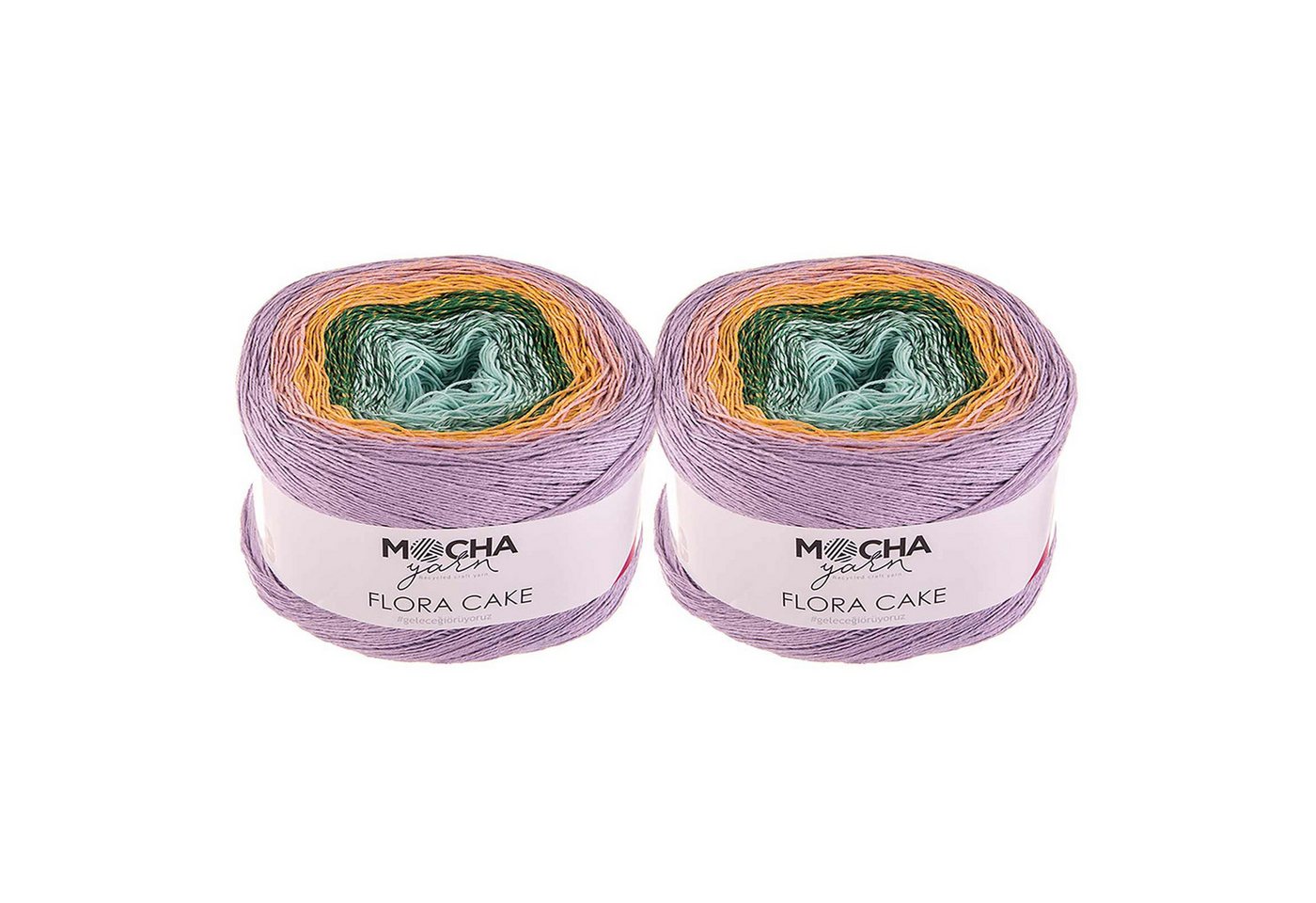 mochayarn 2 x 250g Farbverlaufsgarn Flora Cake Häkelwolle, 900 m, FLO28 mint-grün-gelb-flieder Bild 5