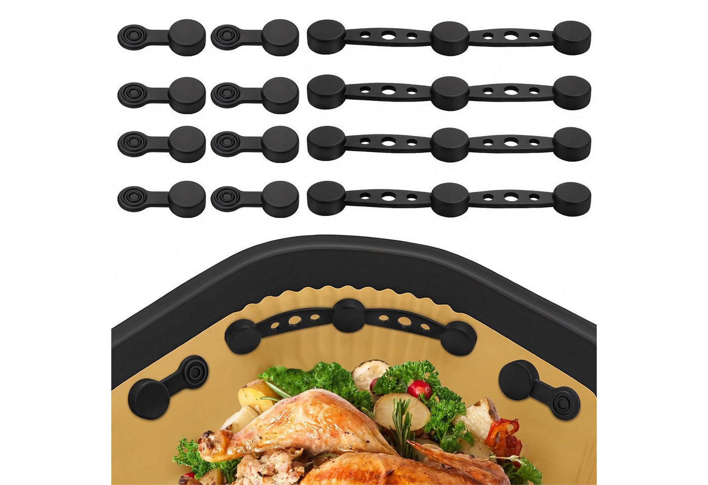SURFOU Backpapier 12 Stück Heißluftfritteuse Airfryer Magnete für Backpapier, - Silikon Magnete für Airfryer Backpapier Befestigungsschnalle Bild 5
