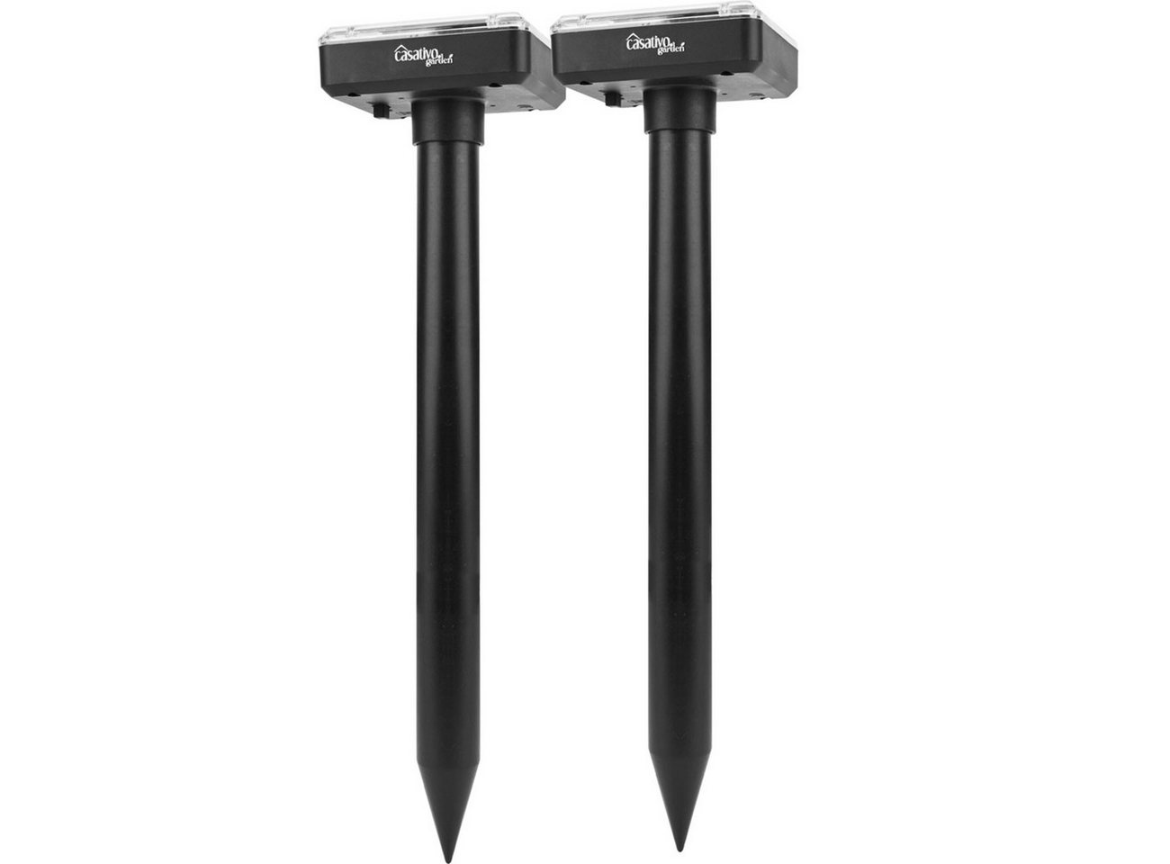 Casativo Ultraschall-Tierabwehr Solar-Maulwurfschreck Wühlmausvertreiber 400Hz IP44 auf bis zu 700 m², 2-tlg., 2er-Set & 8er-Set, Garten-Schreck je 30m Wirkungsradius/ NiMH-Akku 600 mAh/mit Erdspieß
