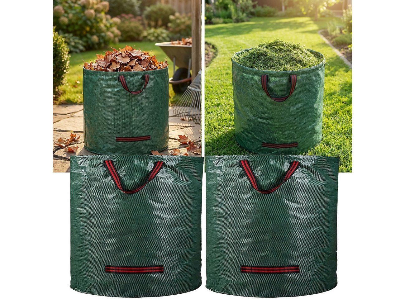 shop'n smile ideoon Gartensack XL Gartenabfallsack 272L: Faltbarer, stabiler Grünsack mit Doppelboden, (2-tlg), Ideal für die Sammlung von Laub und Rasenschnitt Bild 3