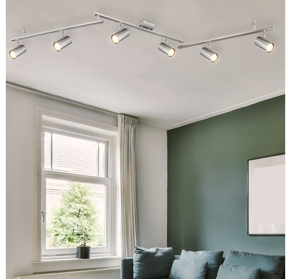 GLOBO LIGHTING Deckenspot, Leuchtmittel nicht inklusive, Deckenlampe Wohnzimmerleuchte Spots beweglich Metall nickel L 180 cm Bild 2