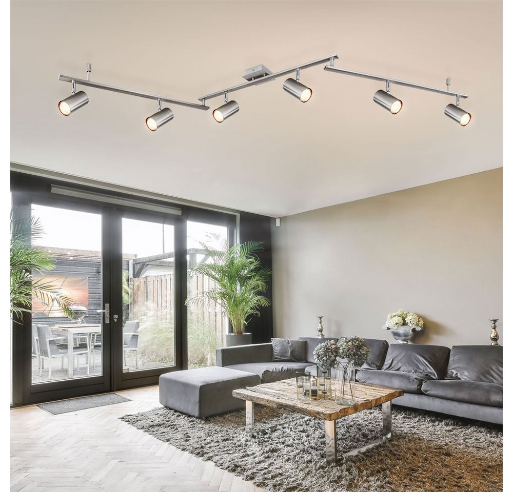 GLOBO LIGHTING Deckenspot, Leuchtmittel nicht inklusive, Deckenlampe Wohnzimmerleuchte Spots beweglich Metall nickel L 180 cm Bild 5